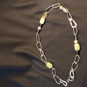 Silpada Jade & Smokey Quartz and Citrine stones Sterling Silver Necklace N1218